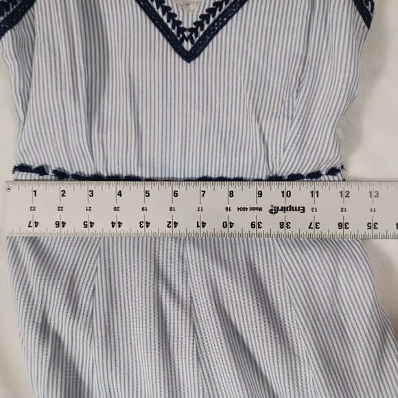 Japana, Palazzo Jumpsuit, S, Blue & White Stripe, Spaghetti Straps, Navy Trim - Picture 12 of 15